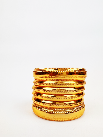 Exquisite Set of 6 Plain Gold-Plated Bangles