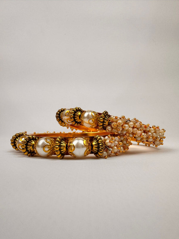 Pearls Gold-plated Bangle Set