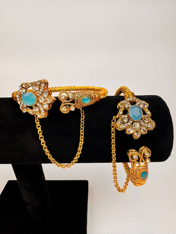 22K Gold Plated Openable Kada with Pearls