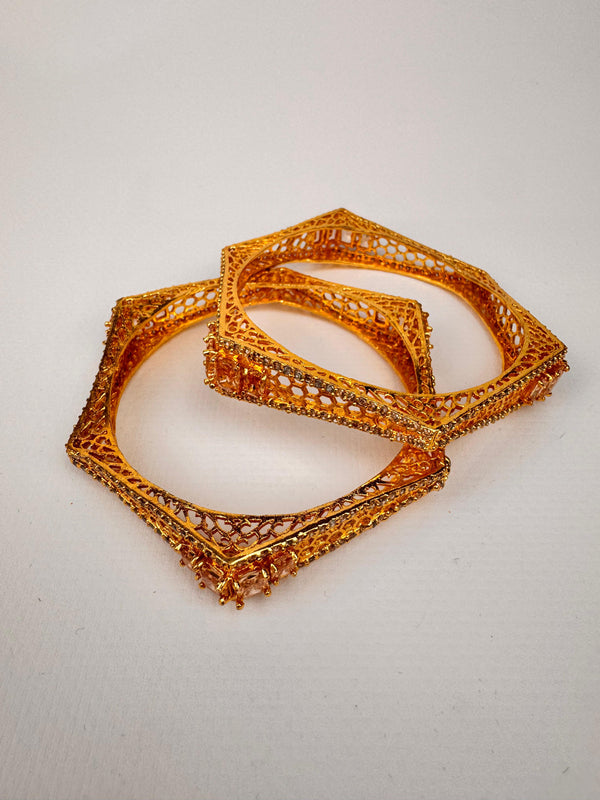 24K Gold Plated Elegant Kara Bangles Set